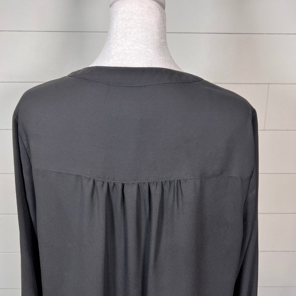 CeCe Black Semi Sheer Long Sleeve Button Down Tunic Top Size M - Picture 8 of 10